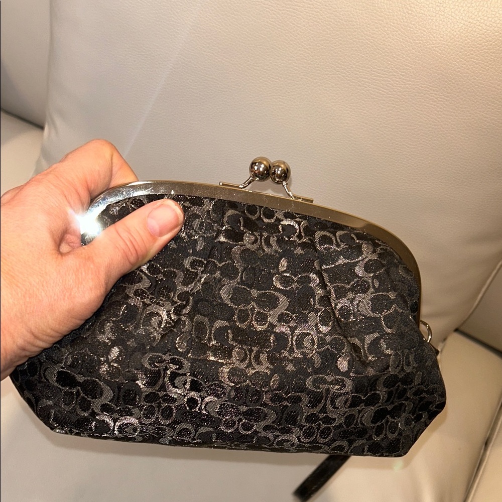 Coach Optic C Mini Signature Lurex Black Wristlet Clutch - Picture 16 of 17